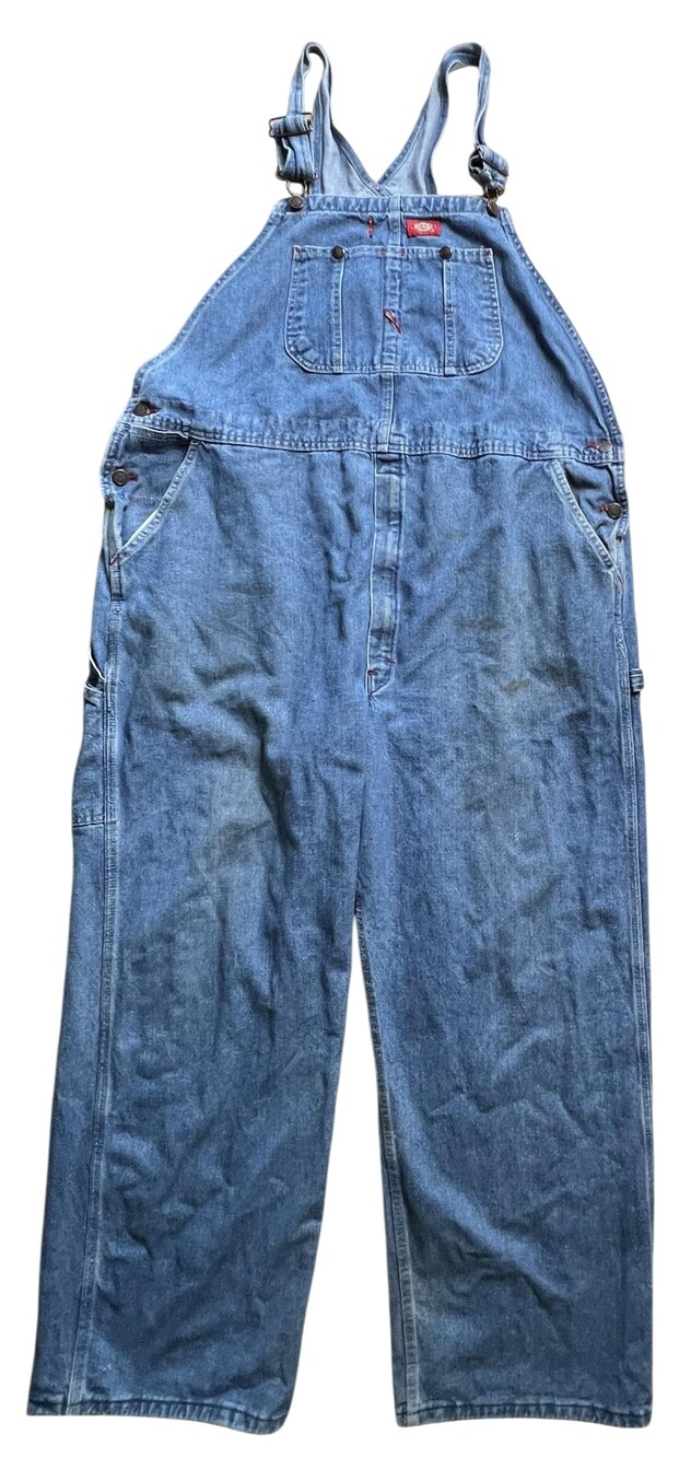 Dickies Overalls Mens One Size 44W 34L Blue Denim Relaxed Workwear Pockets